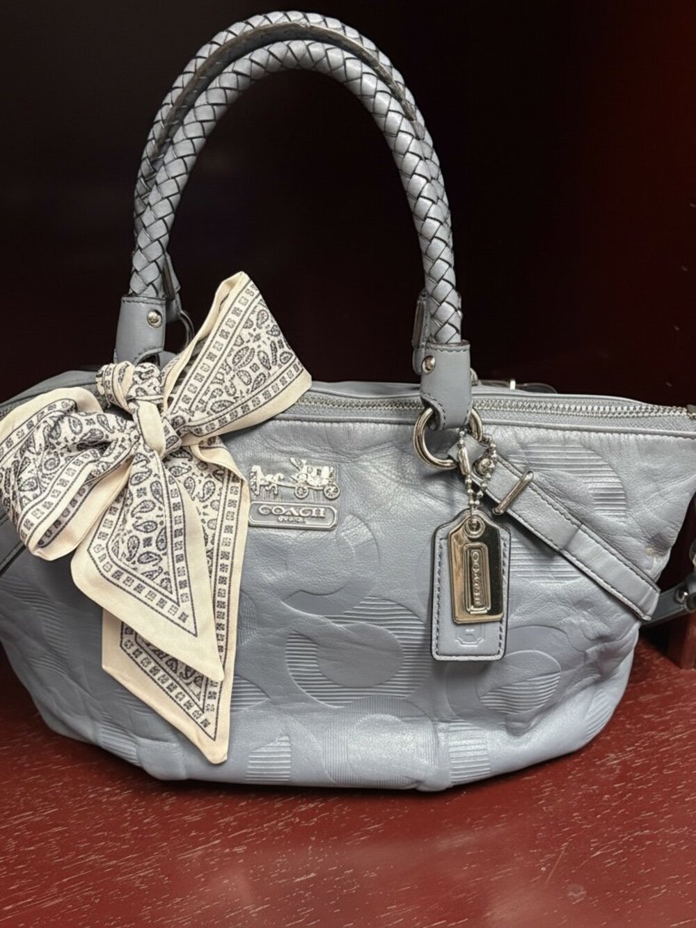 Coach Madison Sophia Embossed Signature Leather Satchel Wisteria 15922 (Made 201
